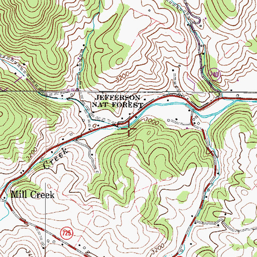 Topographic Map of Mill Creek, VA