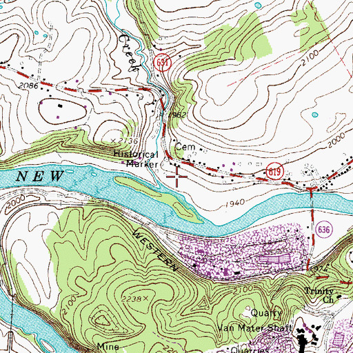 Topographic Map of Mill Creek, VA