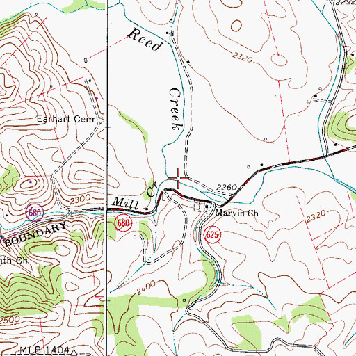 Topographic Map of Mill Creek, VA