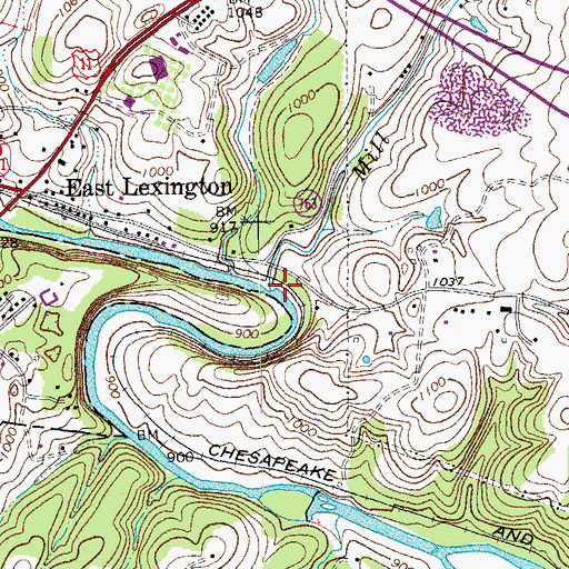 Topographic Map of Mill Creek, VA