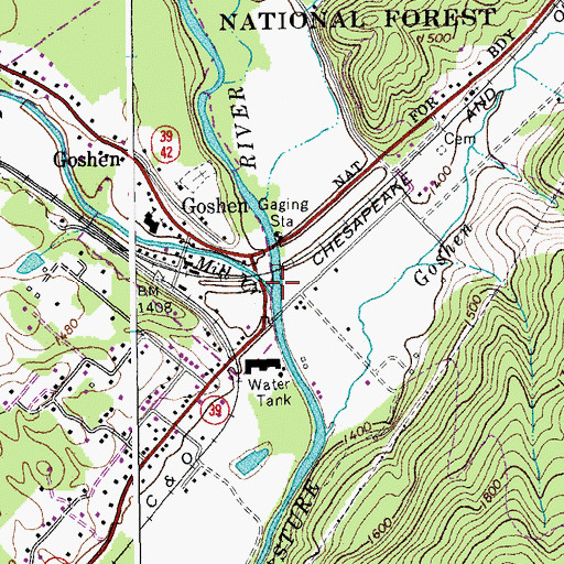 Topographic Map of Mill Creek, VA