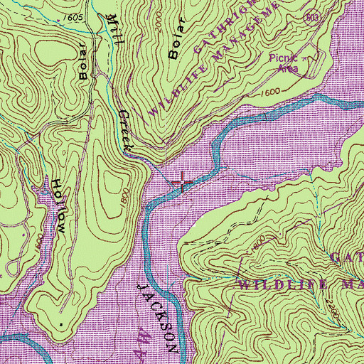 Topographic Map of Mill Creek, VA