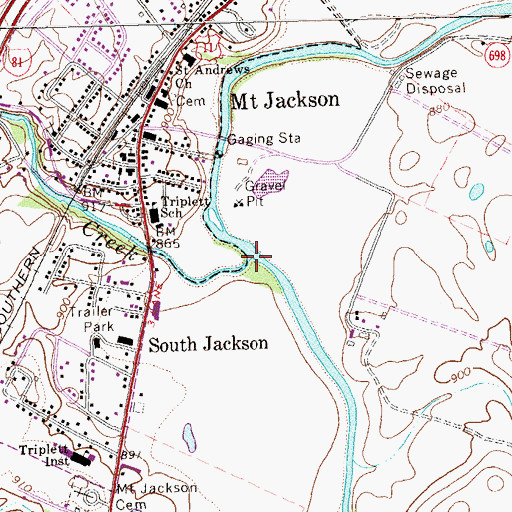 Topographic Map of Mill Creek, VA