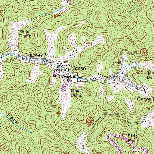 Topographic Map of Mill Creek Church, VA