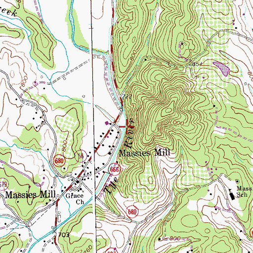 Topographic Map of Mill Dam Creek, VA