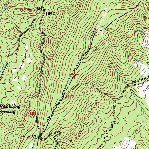 Topographic Map of Mill Mountain, VA
