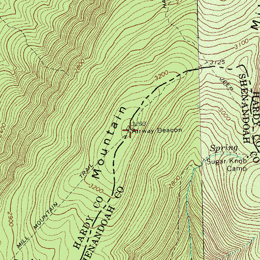 Topographic Map of Mill Mountain, VA