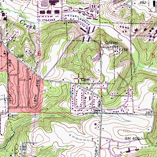 Topographic Map of Shake Rag Cemetery, AL