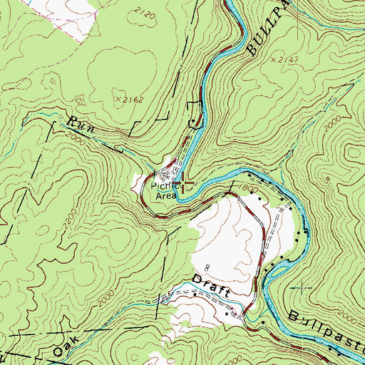 Topographic Map of Mill Run, VA
