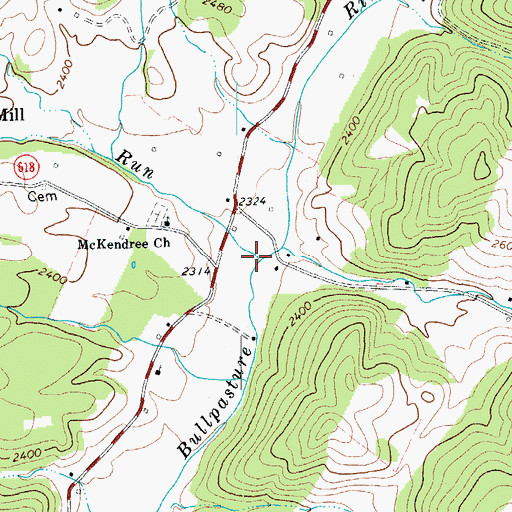 Topographic Map of Mill Run, VA