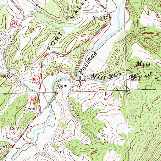 Topographic Map of Mill Run, VA