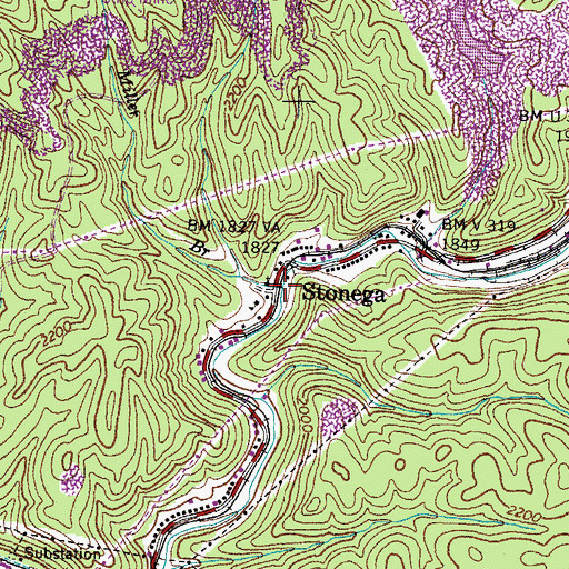 Topographic Map of Miller Branch, VA