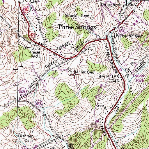 Topographic Map of Miller Cemetery, VA
