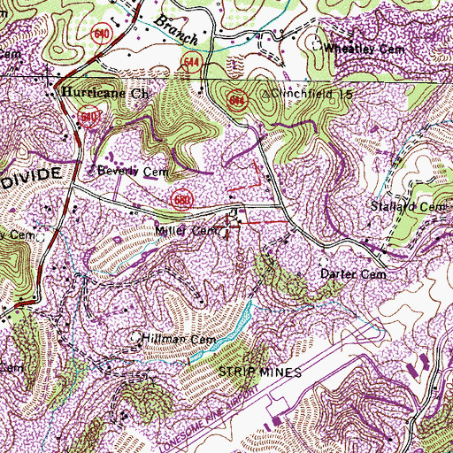Topographic Map of Miller Cemetery, VA