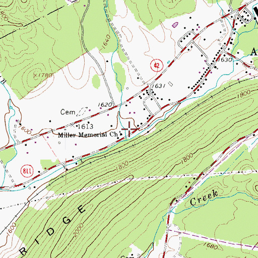 Topographic Map of Miller Memorial Church, VA