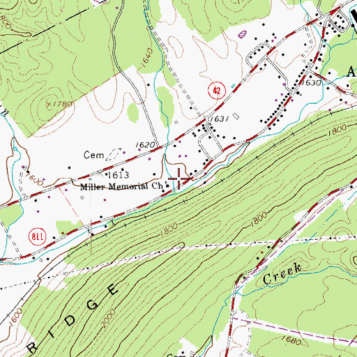 Topographic Map of Miller Memorial Church, VA