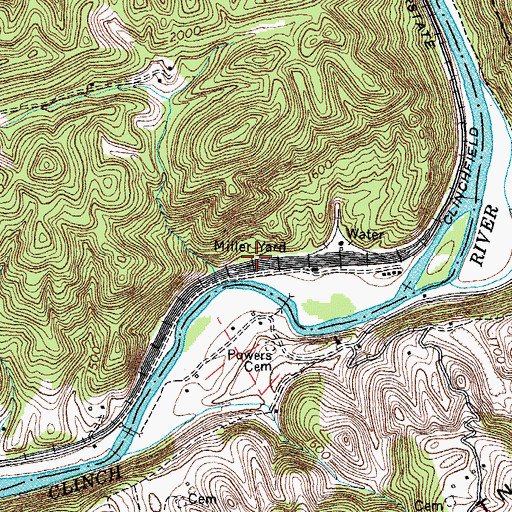 Topographic Map of Miller Yard, VA