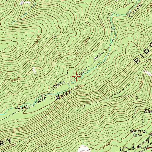 Topographic Map of Mills Creek Trail, VA