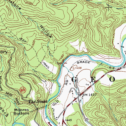 Topographic Map of Millstone Hollow, VA