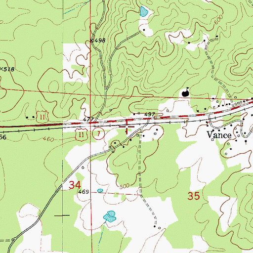 Topographic Map of Sherrod (historical), AL