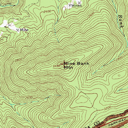 Topographic Map of Mine Bank Mountain, VA
