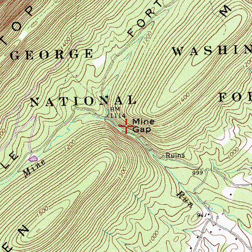 Topographic Map of Mine Gap, VA