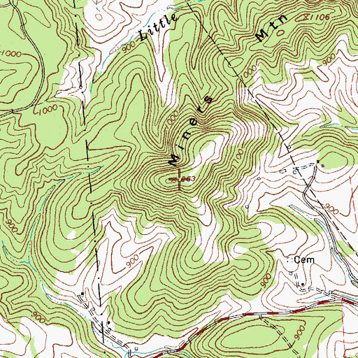 Topographic Map of Miners Mountain, VA