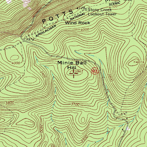 Topographic Map of Minie Ball Hill, VA