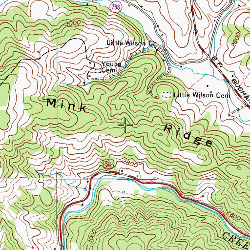 Topographic Map of Mink Ridge, VA