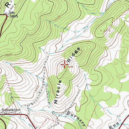 Topographic Map of Miracle Ridge, VA