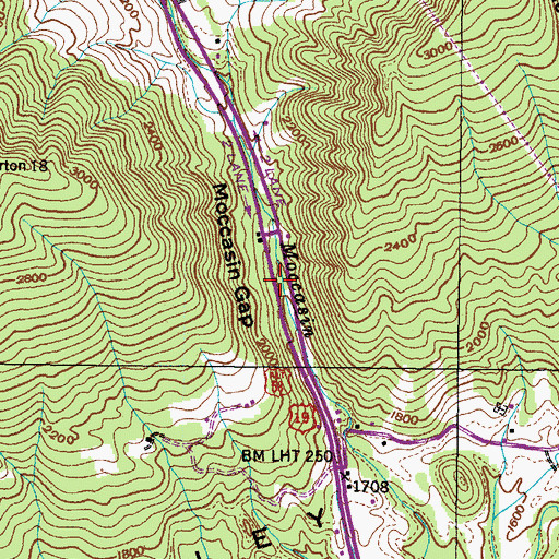 Topographic Map of Moccasin Gap, VA