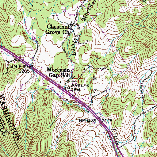 Topographic Map of Moccasin Gap School, VA