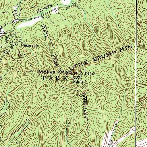 Topographic Map of Mollys Knob, VA