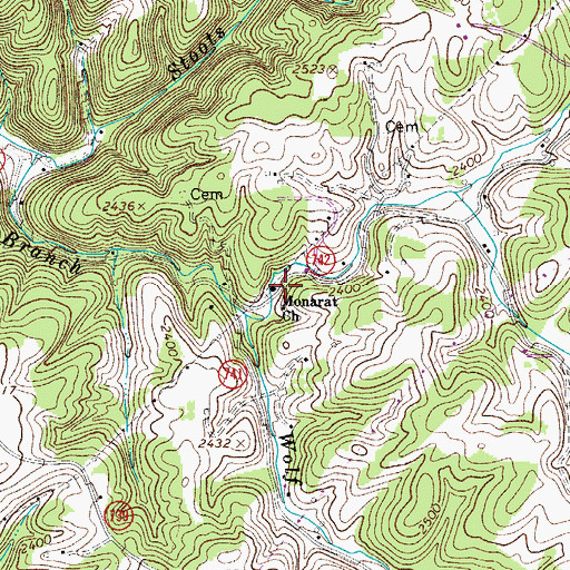 Topographic Map of Monarat Church, VA