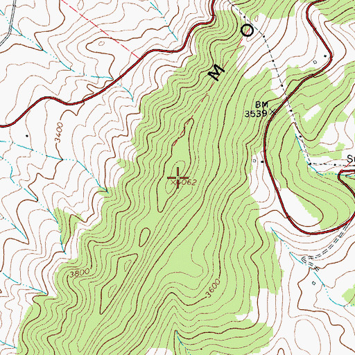 Topographic Map of Monterey Mountain, VA
