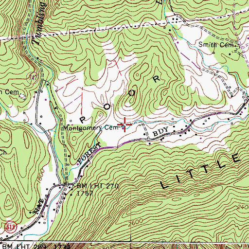 Topographic Map of Montgomery Cemetery, VA