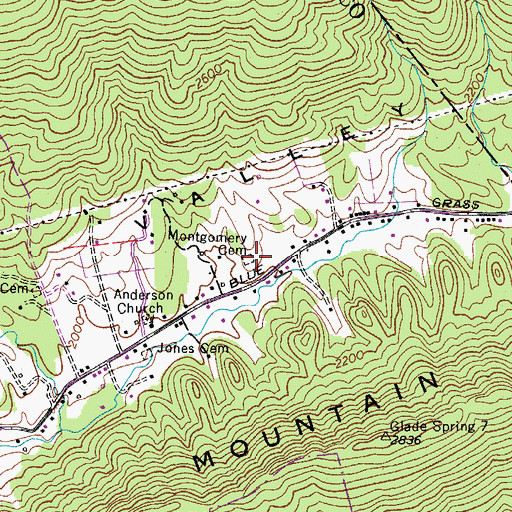 Topographic Map of Montgomery Cemetery, VA