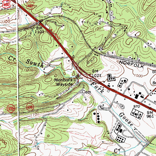 Topographic Map of Montvale Wayside, VA