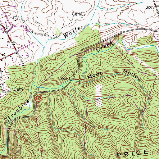 Topographic Map of Moon Hollow, VA