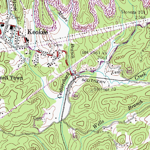 Topographic Map of Moore Branch, VA
