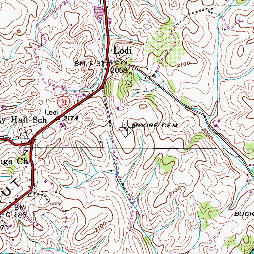 Topographic Map of Moore Cemetery, VA