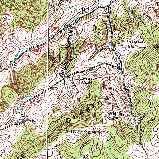 Topographic Map of Moore Cemetery, VA