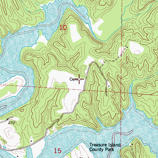Topographic Map of Simpson-Cain Cemetery, AL