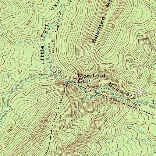 Topographic Map of Mooreland Gap, VA