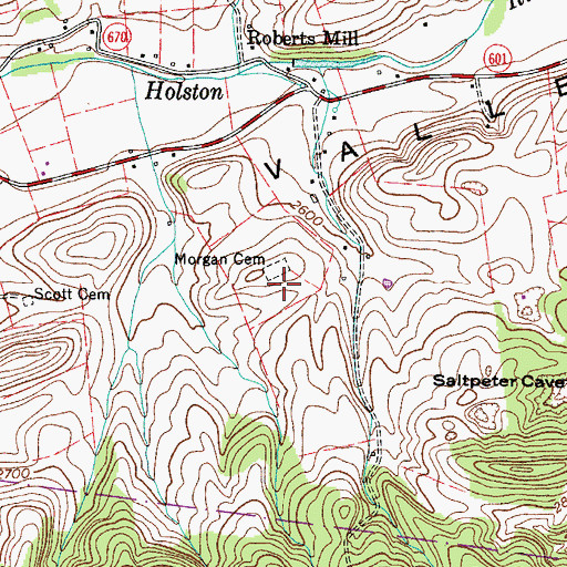 Topographic Map of Morgan Cemetery, VA