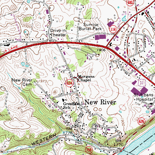 Topographic Map of Morgans Chapel, VA
