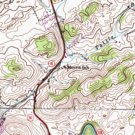 Topographic Map of Morris School, VA