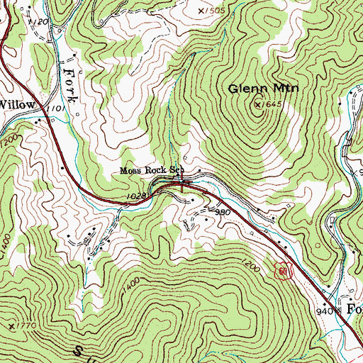 Topographic Map of Moss Rock School, VA