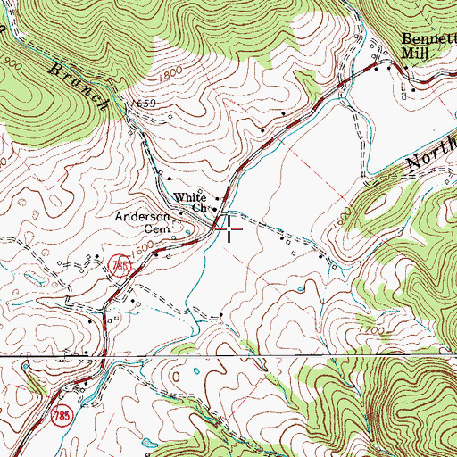 Topographic Map of Mossy Spring Branch, VA