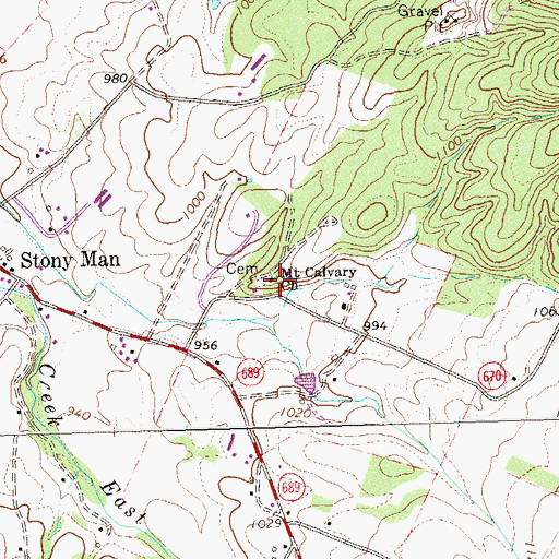 Topographic Map of Mount Calvary Lutheran Church, VA